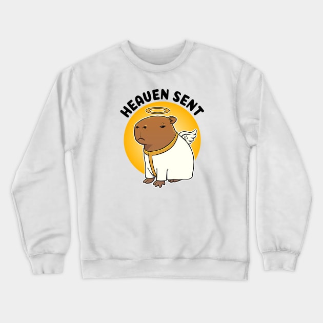 Heaven Sent Capybara Angel Crewneck Sweatshirt by capydays